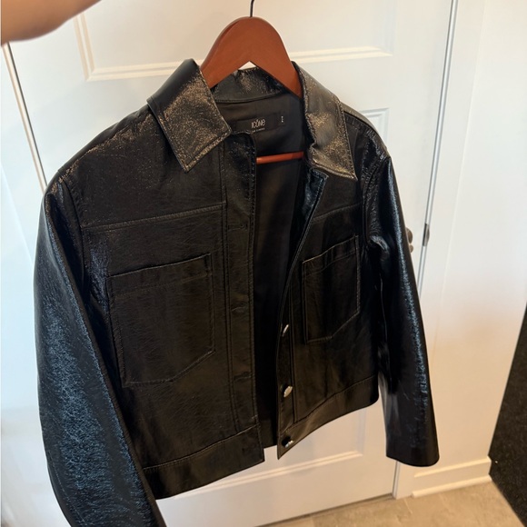 Faux cuir fake leather glossy black jacket - Picture 2 of 14